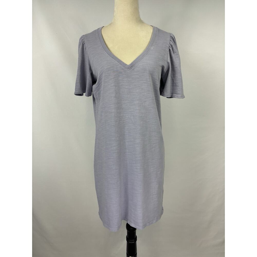 Nation LTD Mallory Flutter Sleeve T-Shirt Dress Light Purple Medium V-neck